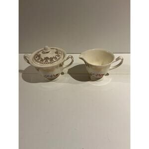 Vintage Stetson China Creamer & Sugar Bowl w/ Lid Floral Pattern ca. 1940s-50s